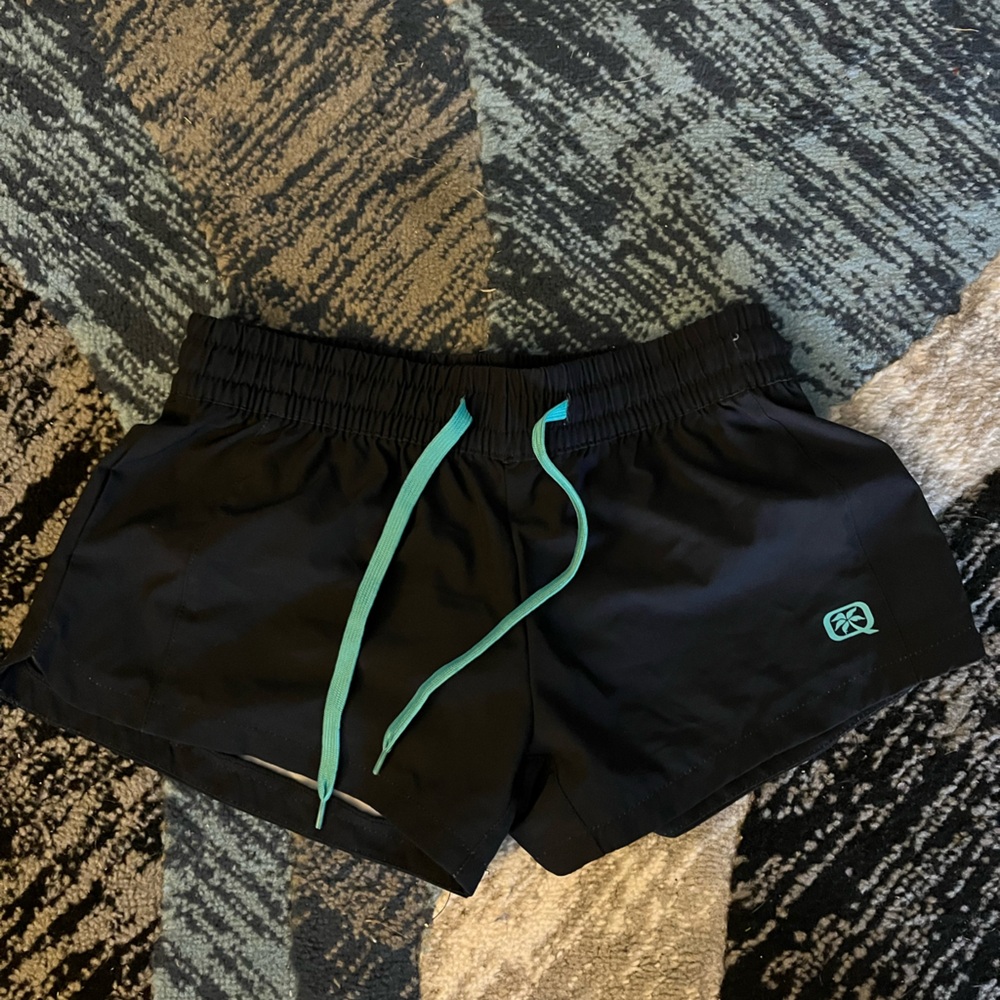 Black Women's Shorts with Teal Accents
